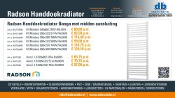 Actie Radson Handdoekradiator Banga M (Midden) 600x1807 886W RAL9016